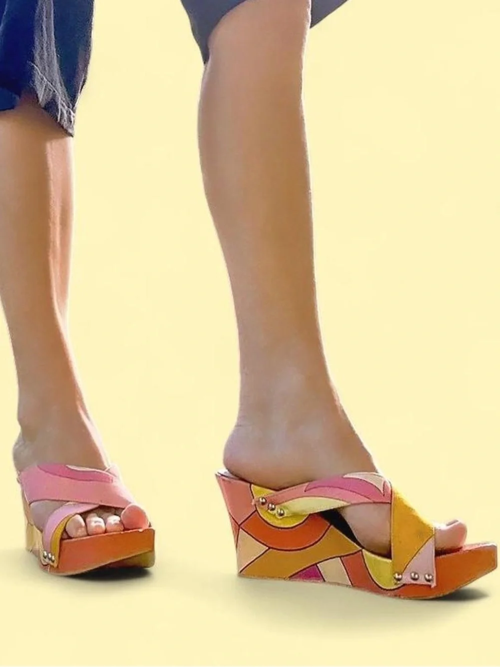vintage 90s Emilio Pucci Multicolor Wedge Sandals